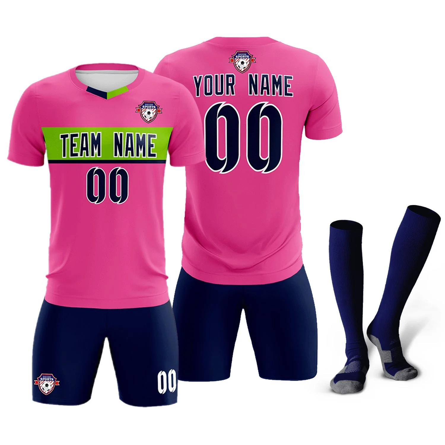 Custom Pink Classic Sports Sets Soccer Shirt Jersey - Image 12